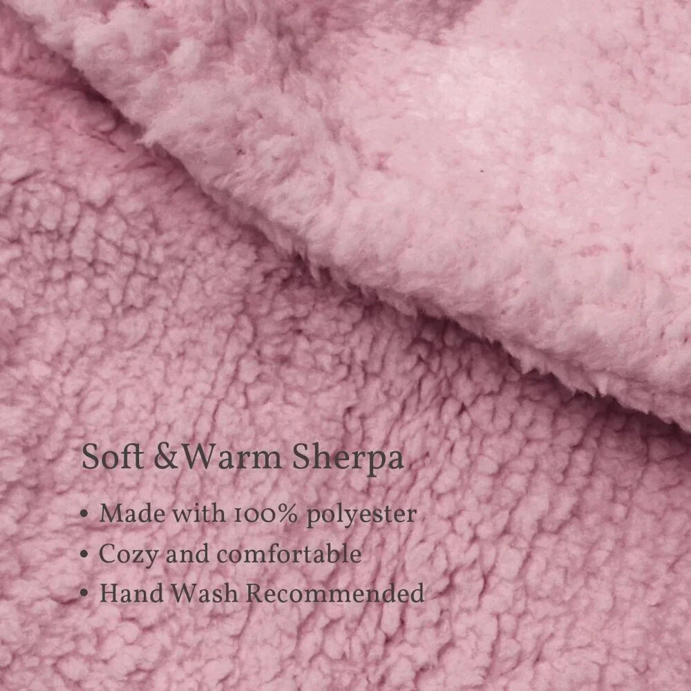 Unisex Pink Winter Bear Ear Sherpa Hood Hat Scarf Gloves 3 in1 100% Polyester